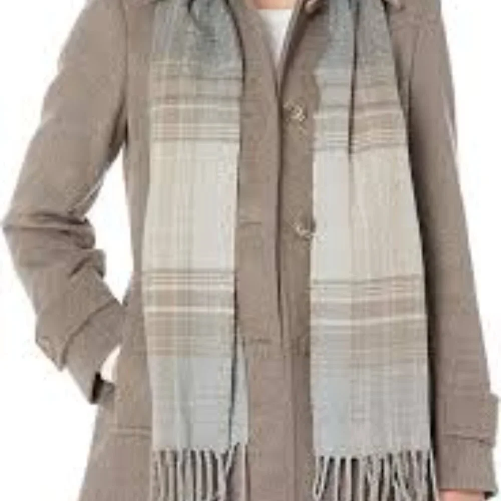 NWT - London Fog Woll Blend Double Breasted Peacoat With Scarf - Picture 3 of 5